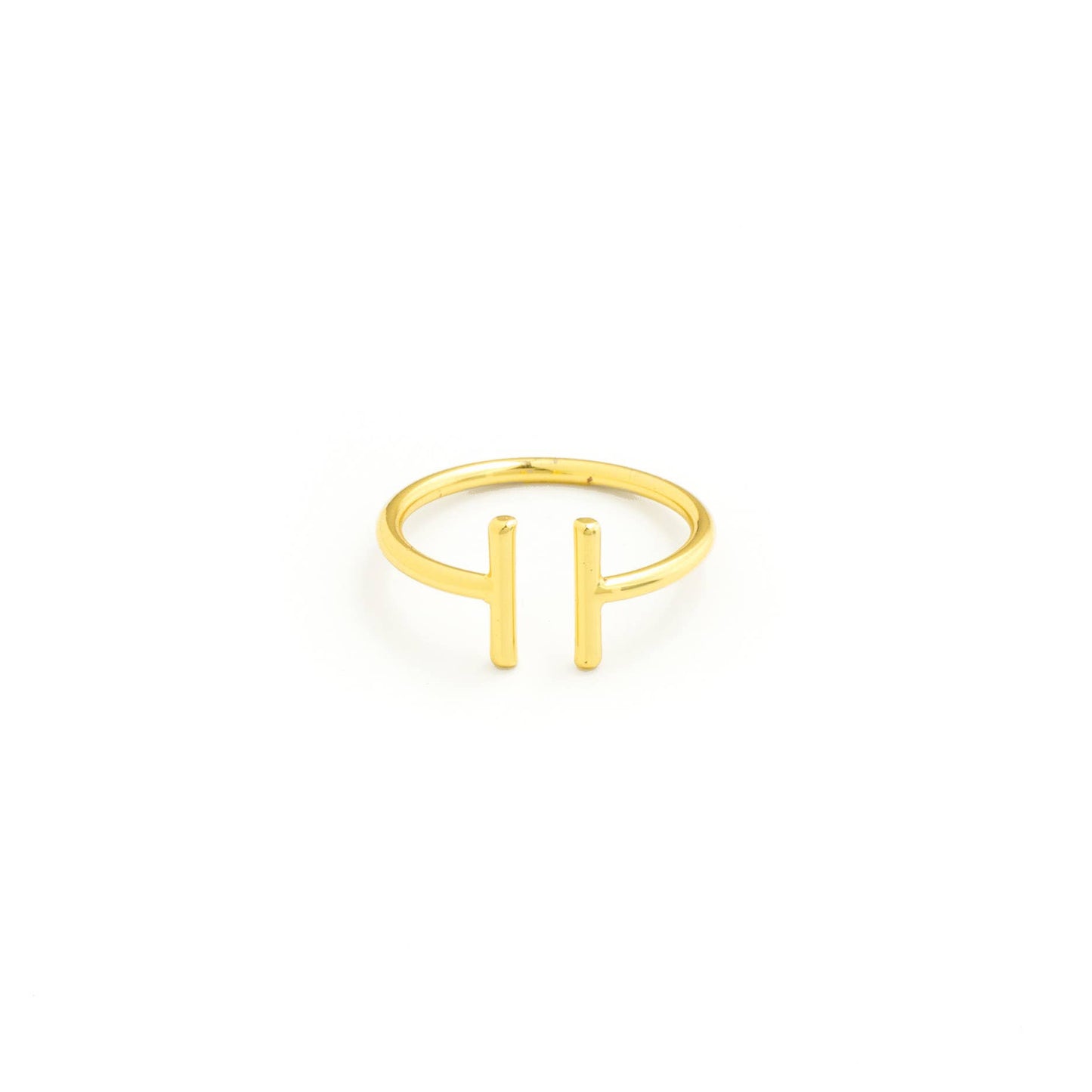 Simple Double Bar Adjustable Ring Gold
