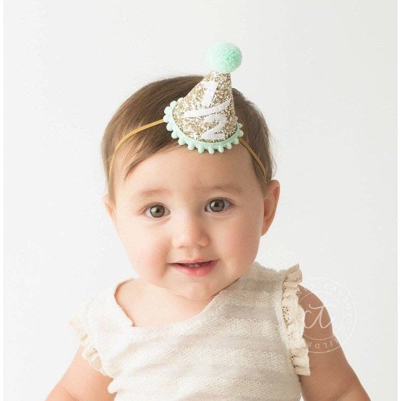 Pale Gold and Mint Party Hat