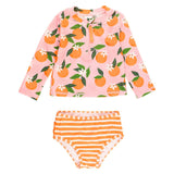 Orange You The Sweetest Long Sleeve Zipper Rash Guard Bikini