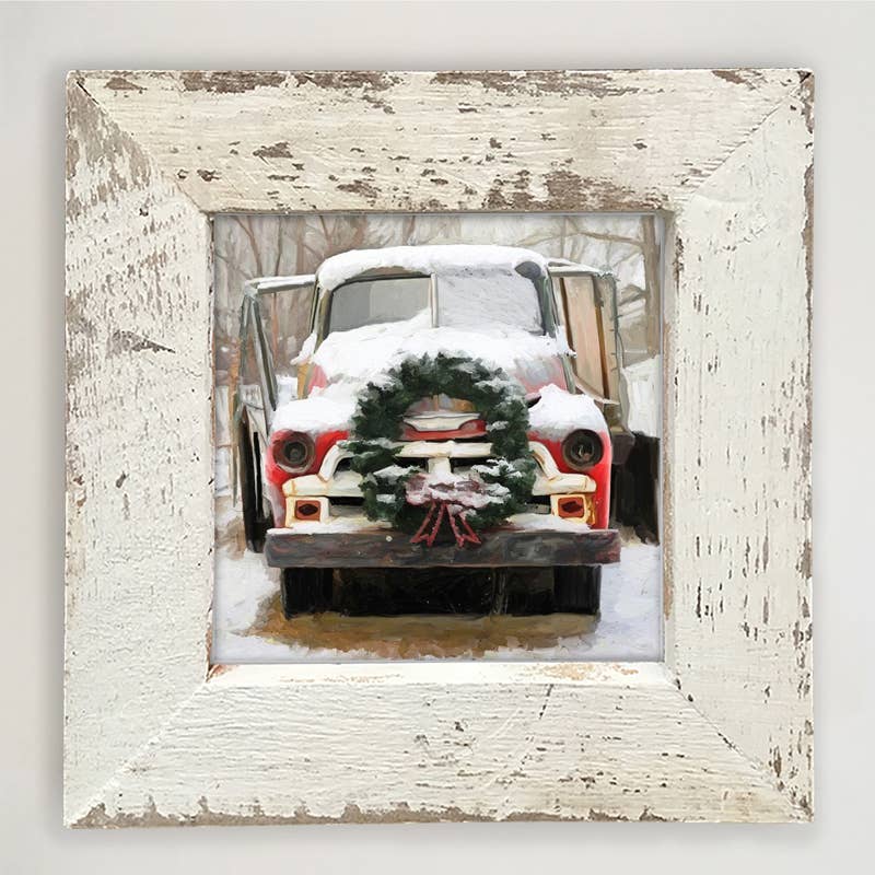 Chevy Truck with Wreath White Frame