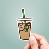 Iced Coffee Drink Sticker Vinyl Decal: 3"