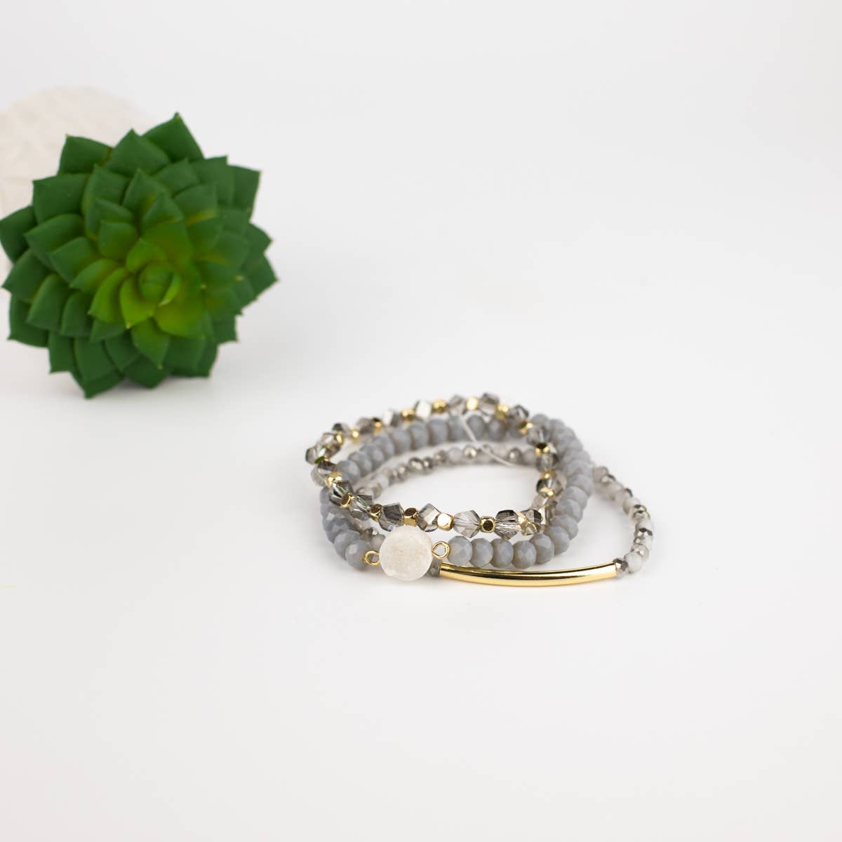 Gray & Goldtone Layered Bella Bracelet