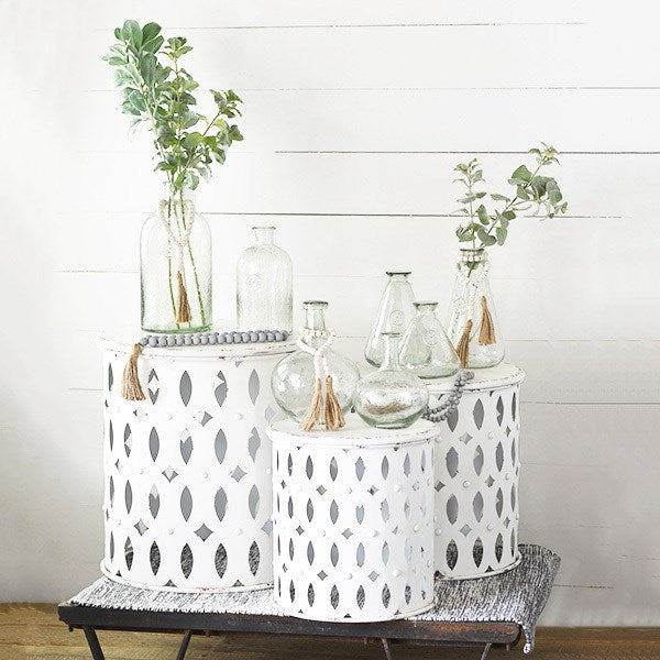 FANCY DRUM SIDE TABLES TIN | 3 SIZES