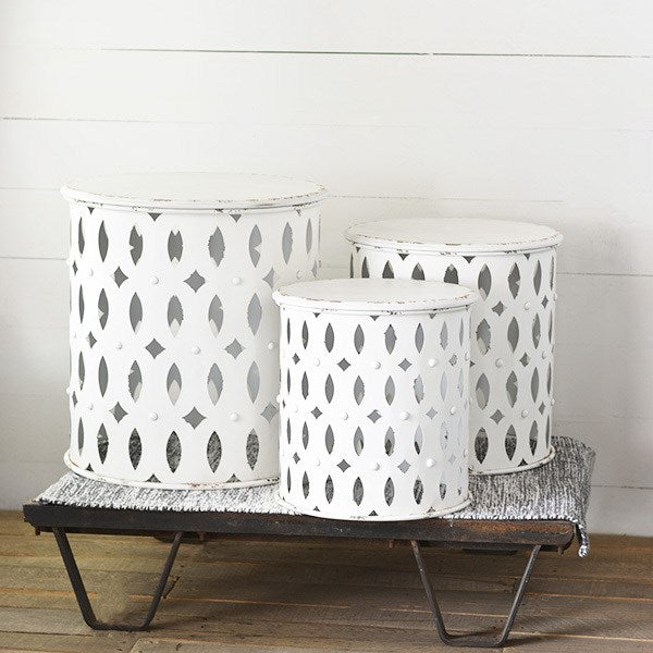 FANCY DRUM SIDE TABLES TIN | 3 SIZES