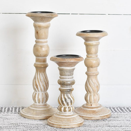 Swirl Carved Candle Holder | 3 sizes