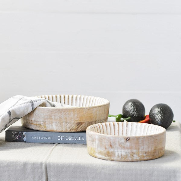 Round Washed Wood Bowl | 2 sizes