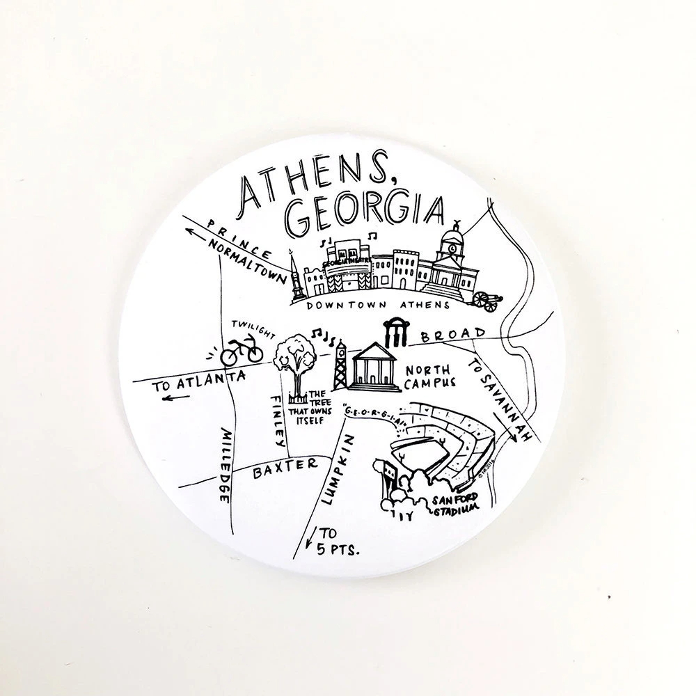 Athens, Georgia Red and Black Map Magnet