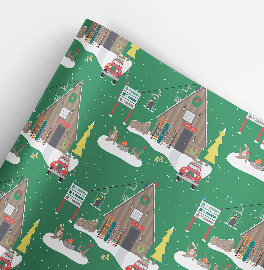 Hare's Lodge Christmas Gift Wrap Roll