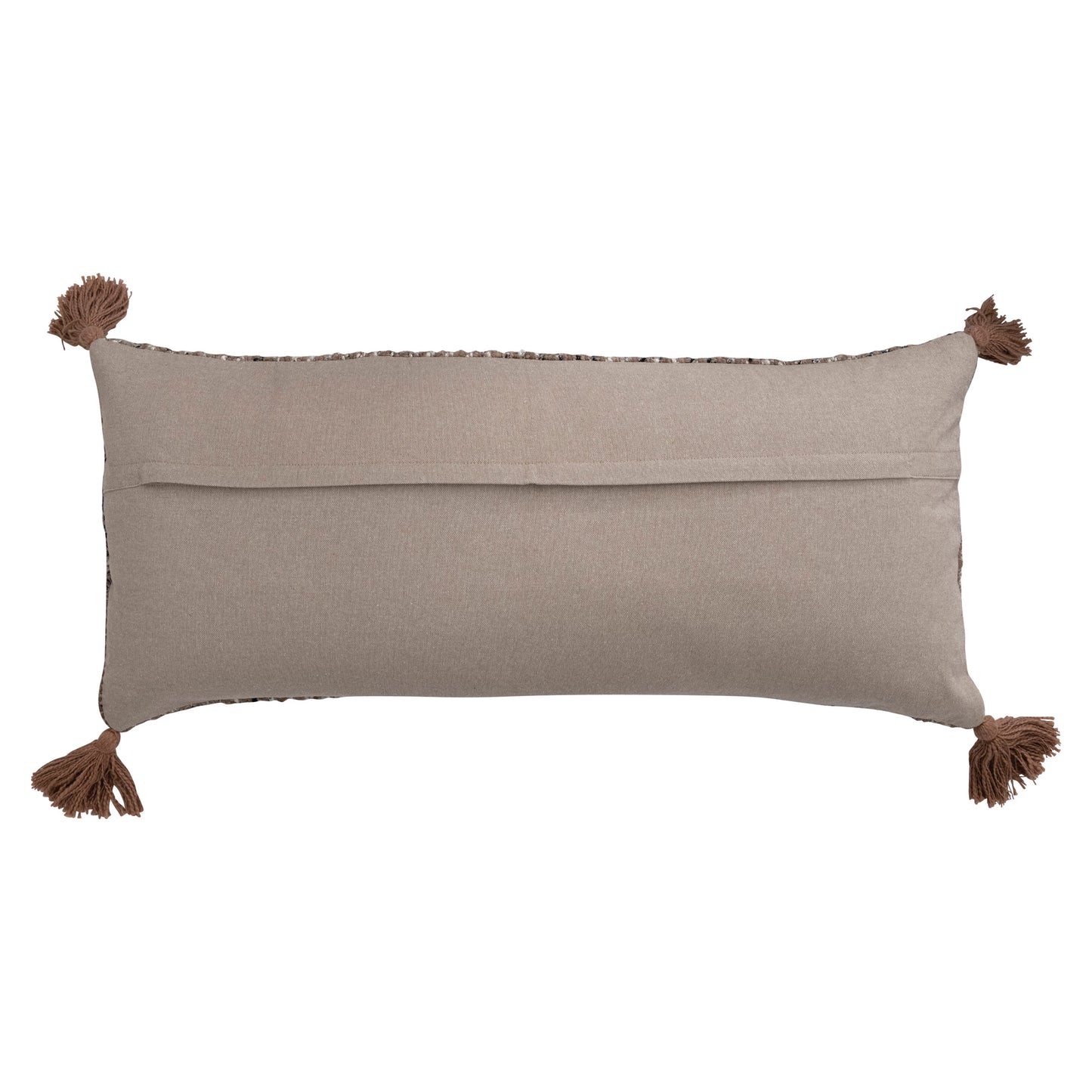 36" x 16" Woven Cotton Striped Lumbar Pillow with Chambray Back & Tassels