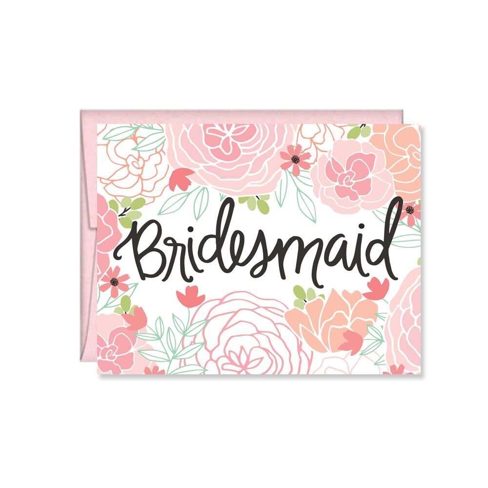 Floral Bridesmaid Card, wedding, maid of honor, bride squad