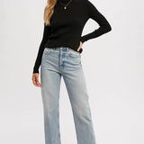 Essential Rib Turtle Neck Pullover | Black