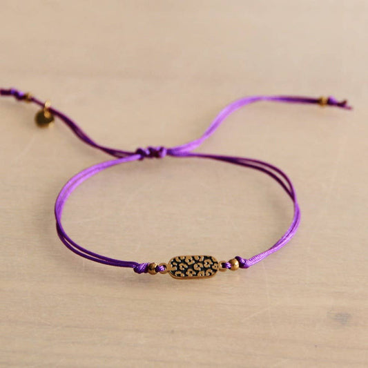 Purple Leopard Tag Satin Bracelet
