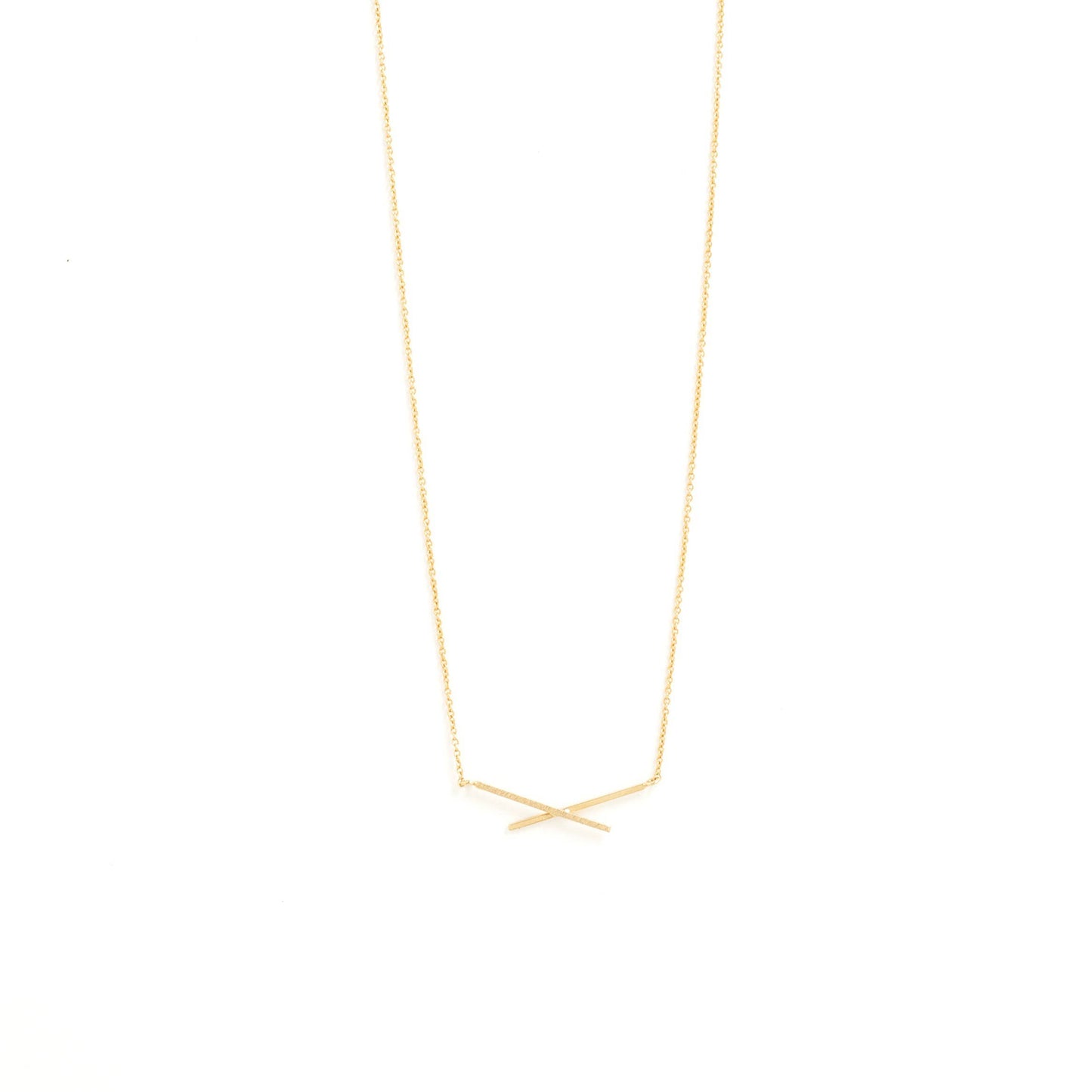 Etched Criss Cross Delicate Necklace Gold