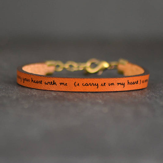 I Carry Your Heart, I Carry it in My Heart - Leather Bracelet