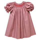 Georgia Smocked Gingham Short Sleeve Bishop