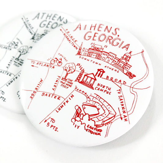 Athens, Georgia Red and Black Map Magnet