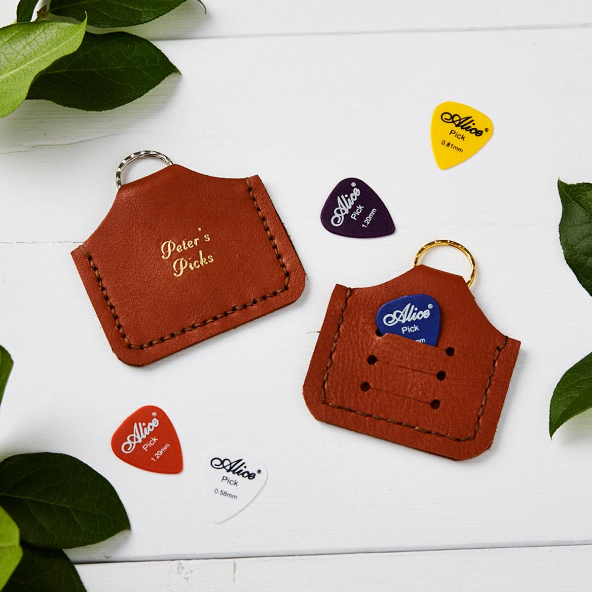 Tan Guitar Pick Holder Keyring "I Pick You"