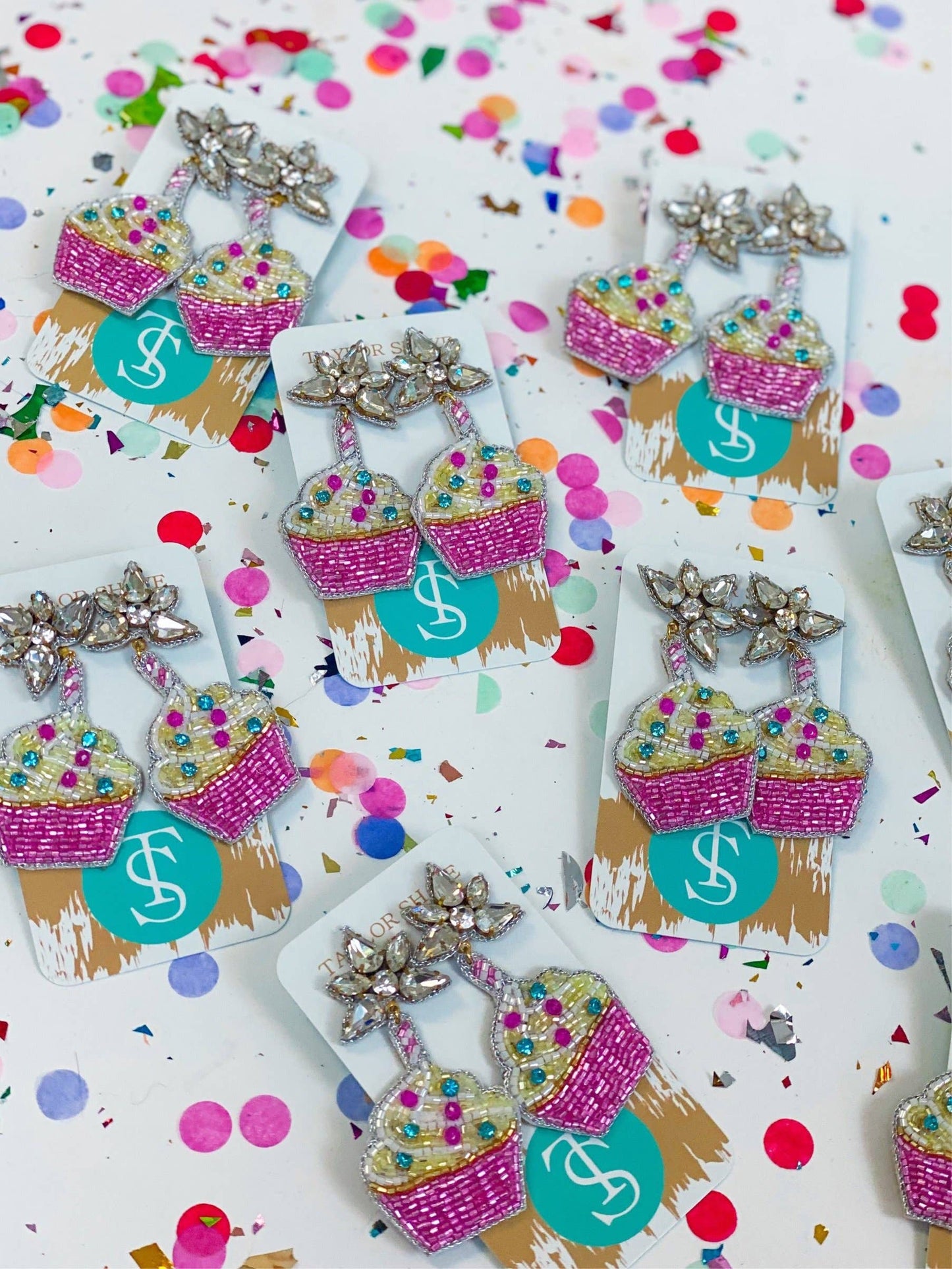 Custom Beaded Birthday Cupcake Earrings