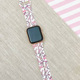 Pink Ribbon Printed Silicone Smart Watch Band - S/M