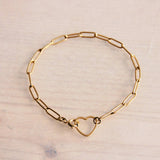 D-Chain Bracelet with Open Heart Lock