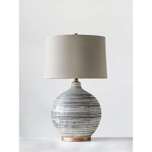 Textured Table Lamp with Linen Shade