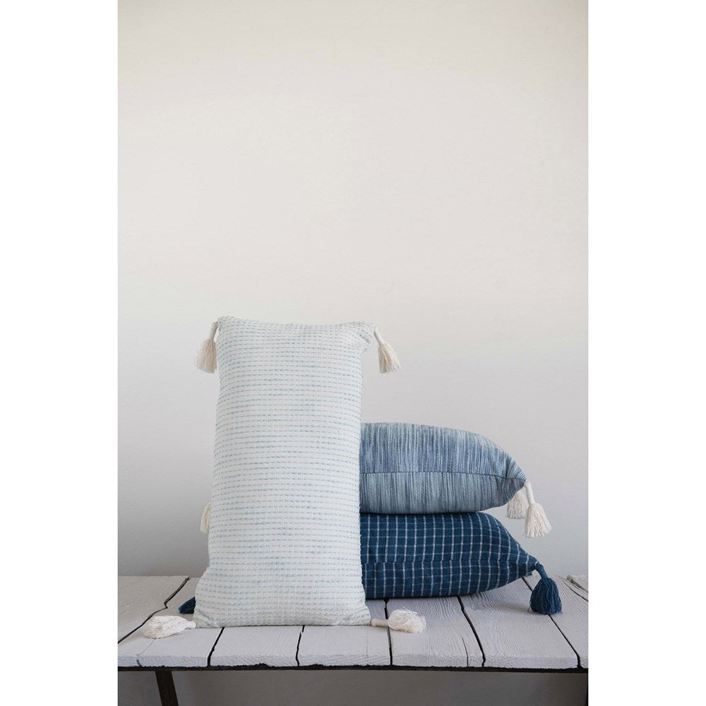 Woven Cotton Lumbar Pillow w/ Tassels, 3 Styles