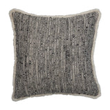 Woven Cotton Pillow w/ Chambray Back & Eyelash Fringe, Down Fill