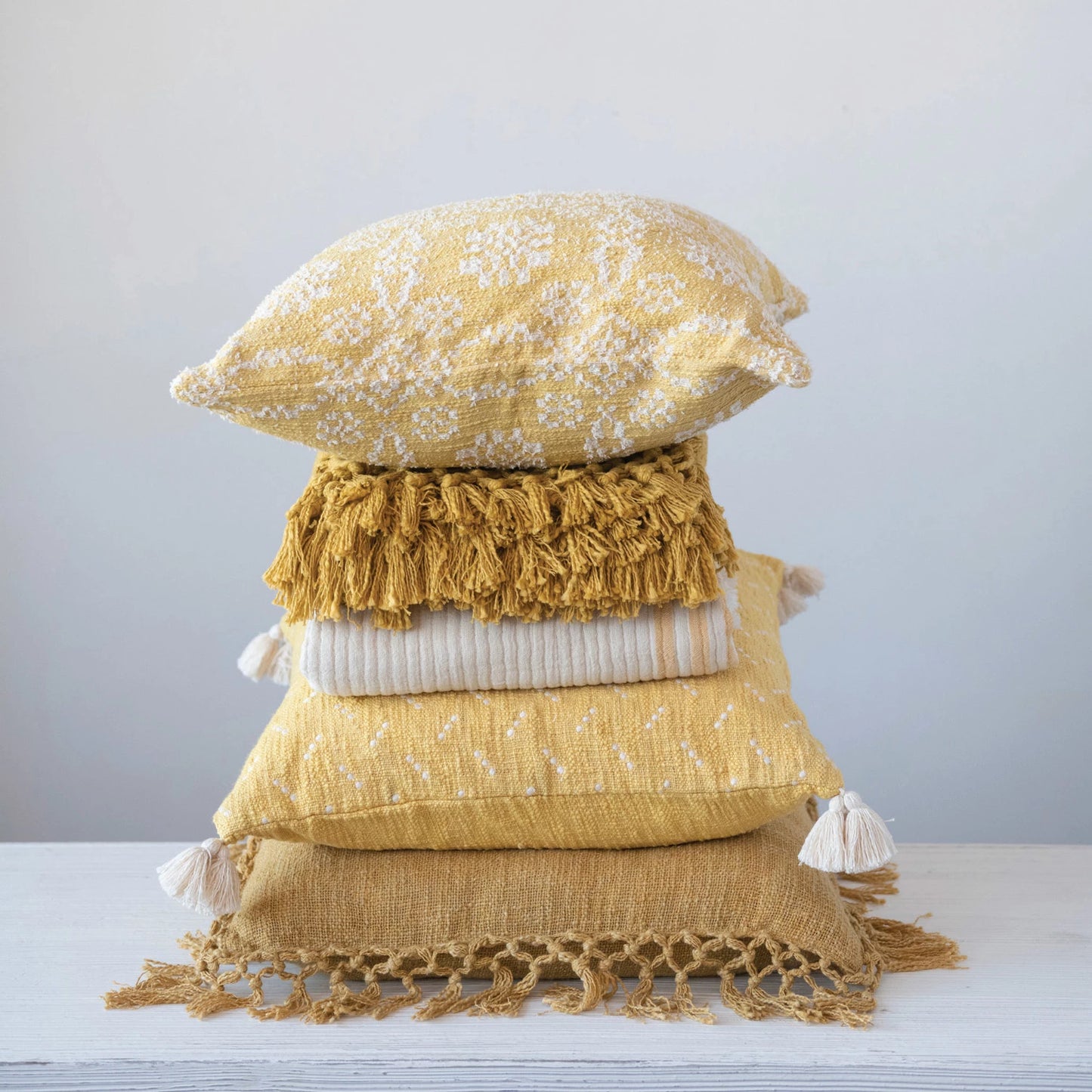 20" Woven Cotton Jacquard Pillow, Down Fill