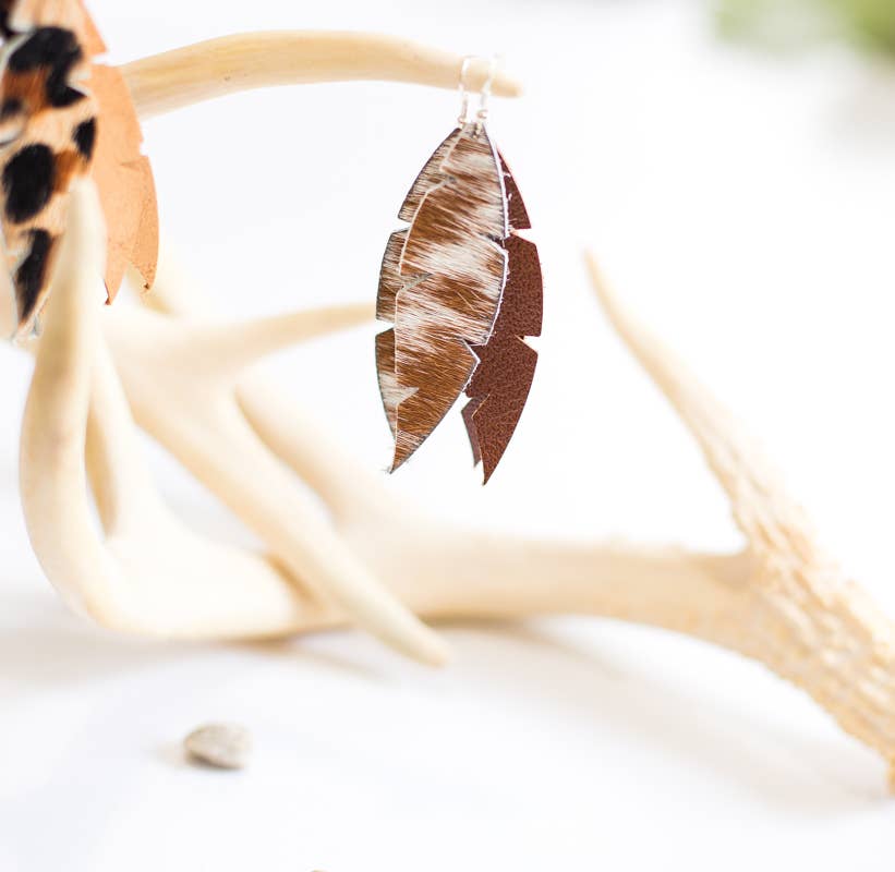 Dove Earrings | Cowhide & Leather Feather
