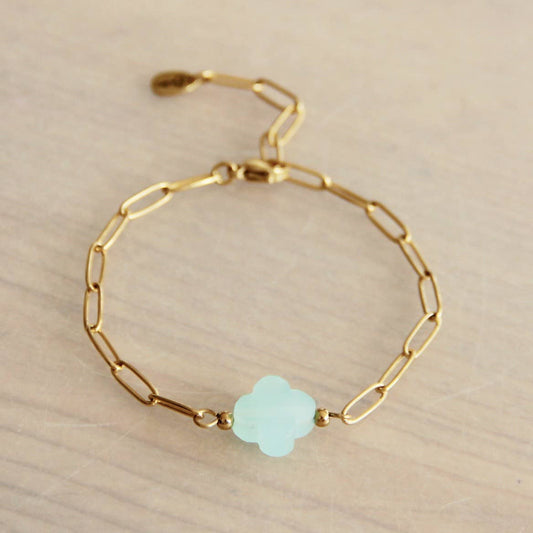 Mint Glass Clover Bracelet