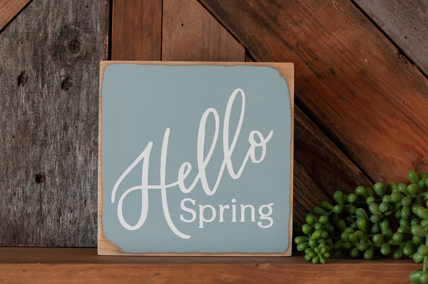 Hello Spring Painted Easter Block Sign