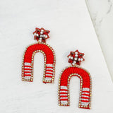 Game Day Beaded Arch Dangle Earrings