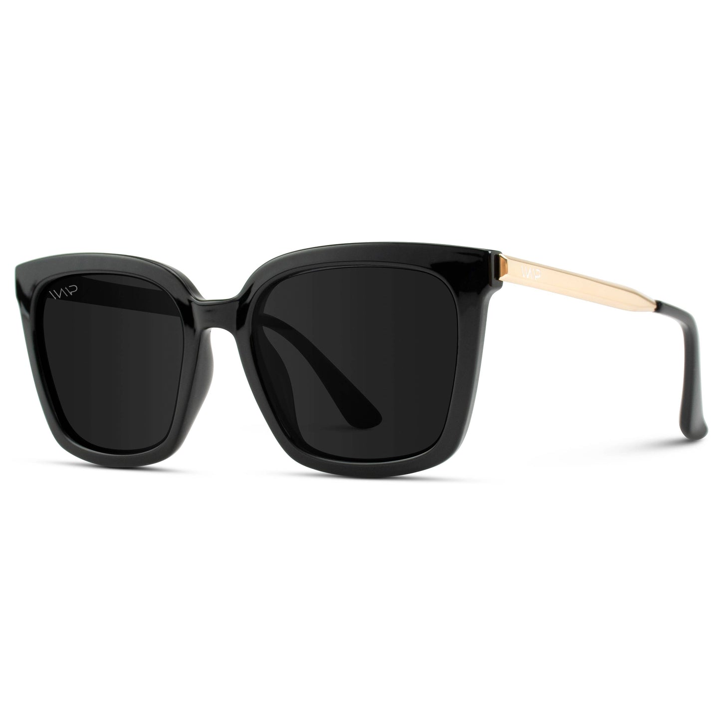 Madison - Square Oversize Fashion Women Polarized Sunglasses | Black / Black Lens
