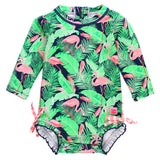 Flamingo Frenzy Long Sleeve One Piece Rash Guard