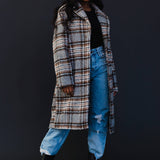 Gray, Brown & Black Plaid Coat