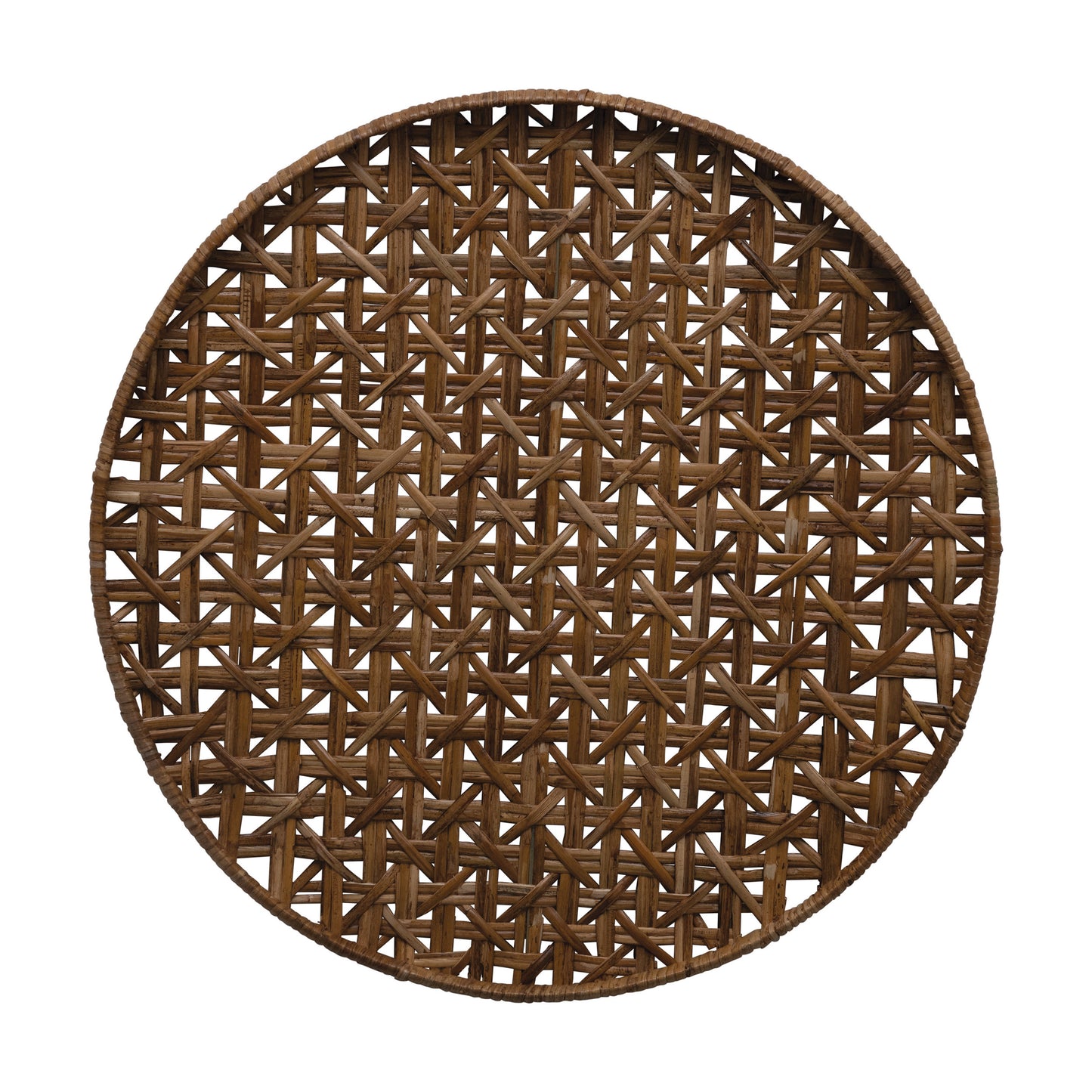 Round Hand-Woven Rattan Tray