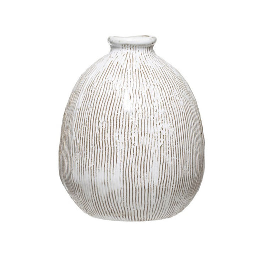 Terracotta Vase With White Lines