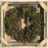 Pine Cone Wreath with Branches White Tip 19"