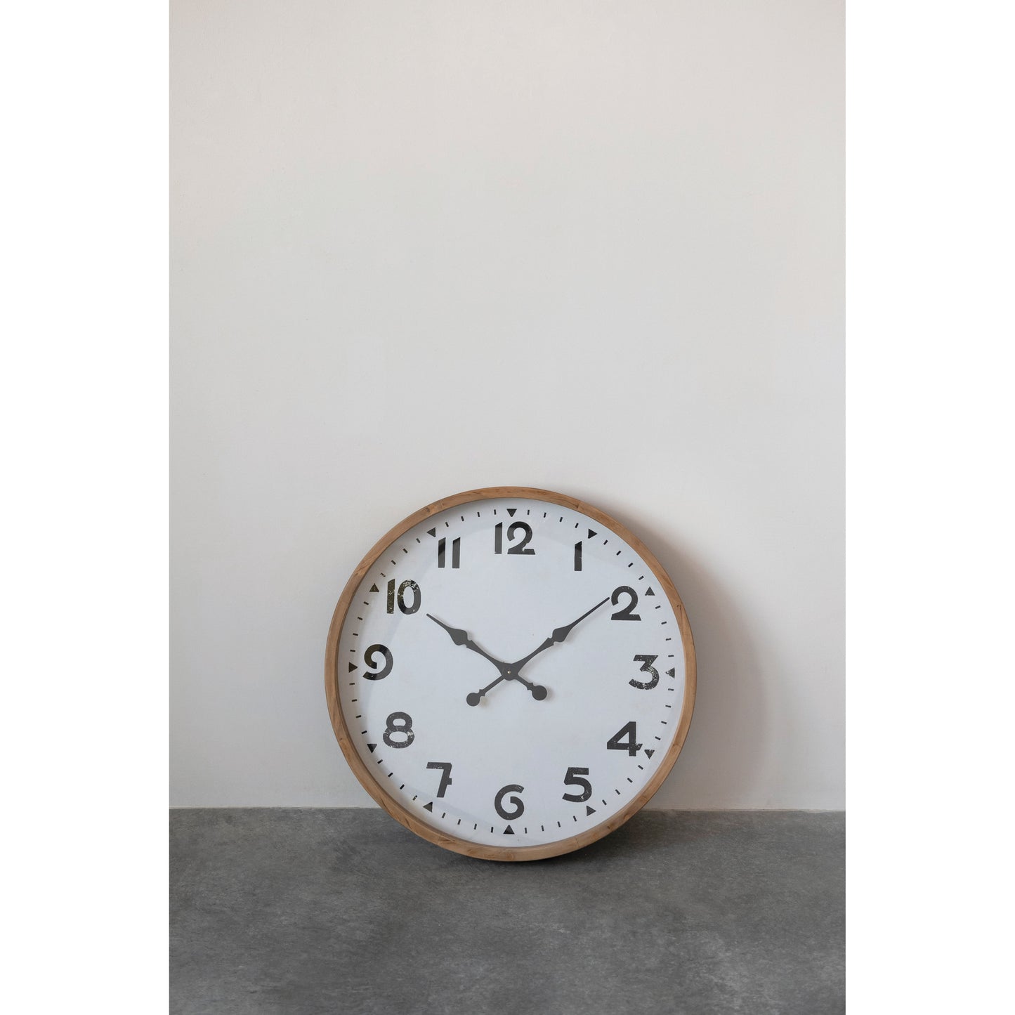 Round Fir Wood & Metal Wall Clock