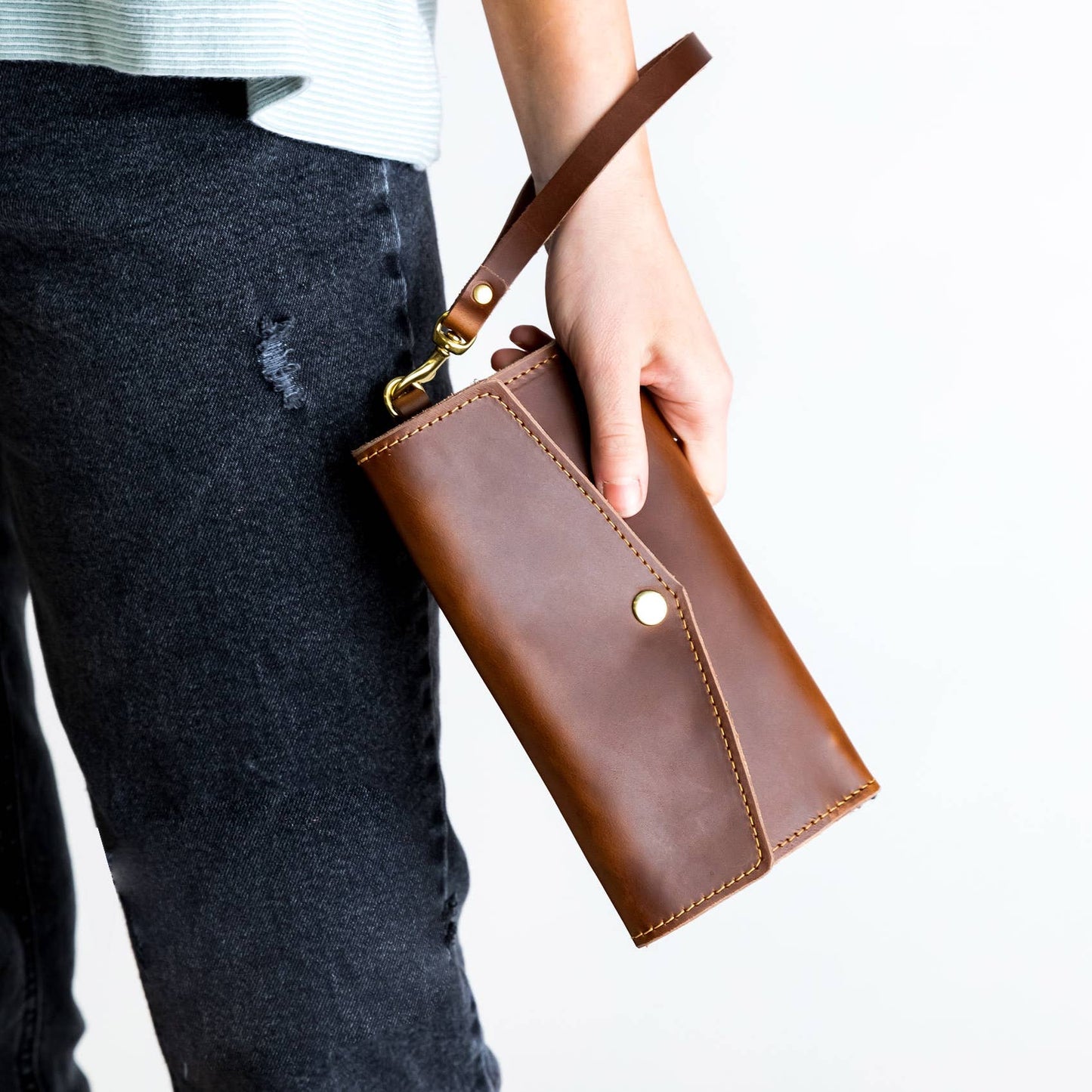 Women's Leather Clutch Wallet - Trifold