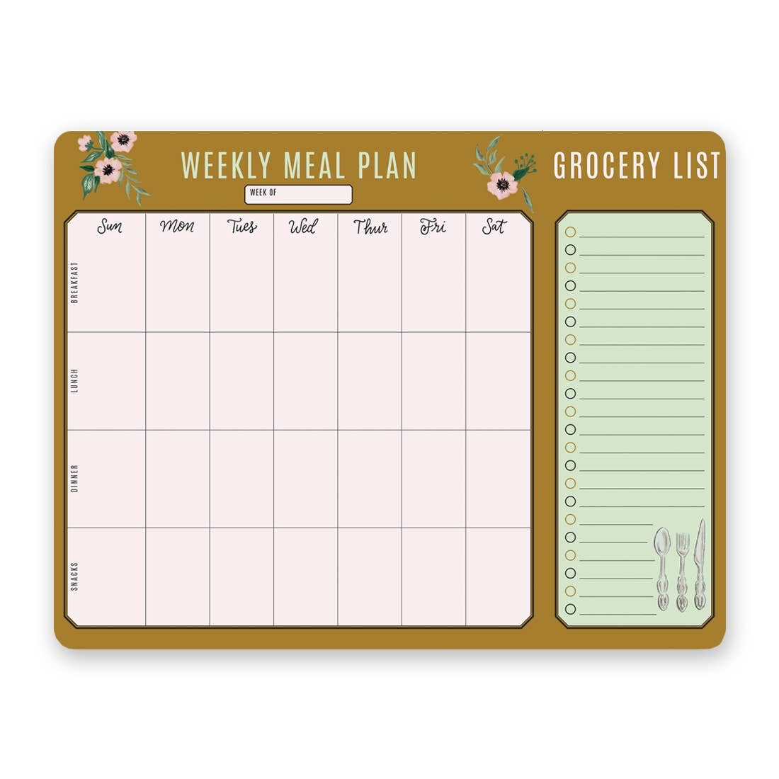 Classic Meal Planner Pad & Grocery List