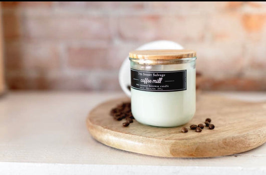 Coffee Mill Candle Recycled Glass Soy Candle