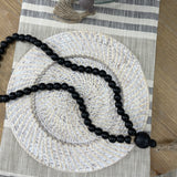 Circle of Wooden Garland with Tassel | Black Beads