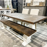 Farmhouse Pedestal Table White Wash