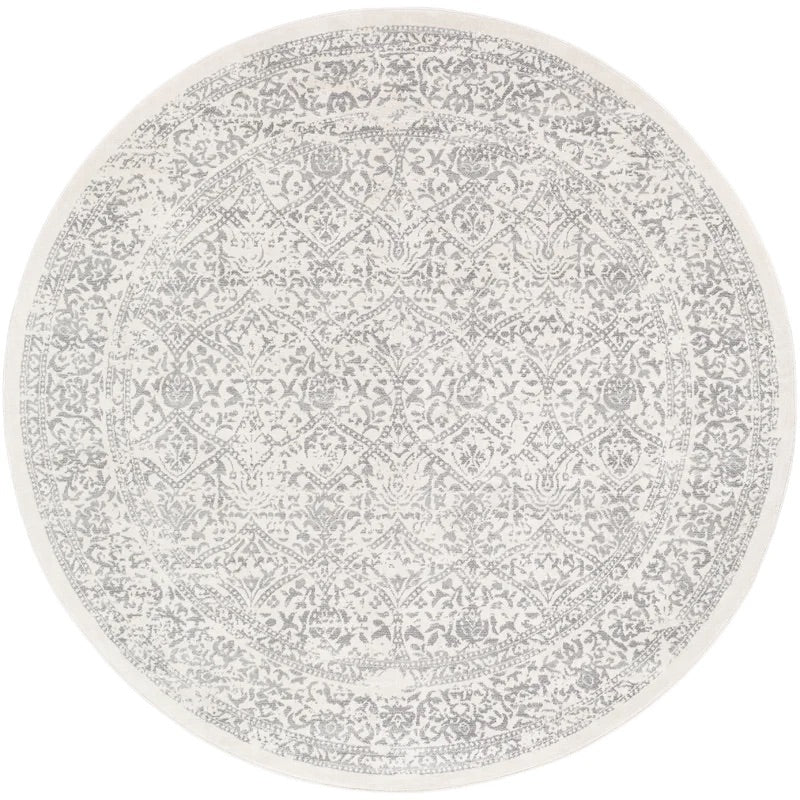 Oriental Gray/Ivory Round Rug