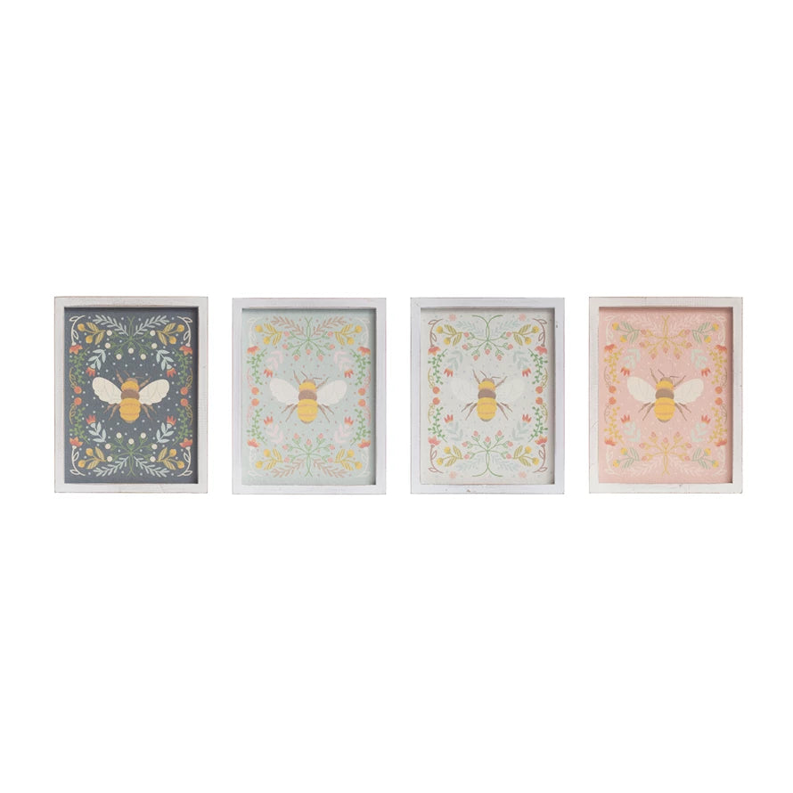 Wall Decor with Florals and Bee, 4 Styles