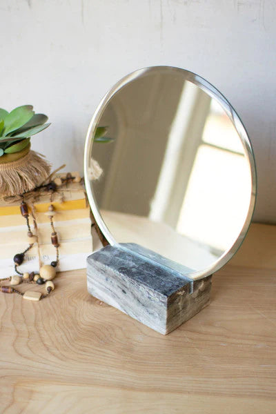 Tabletop Mirror with Marble Base