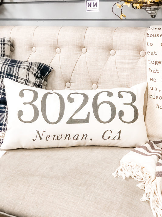 30263 Newnan, GA Zip Code Lumbar Pillow