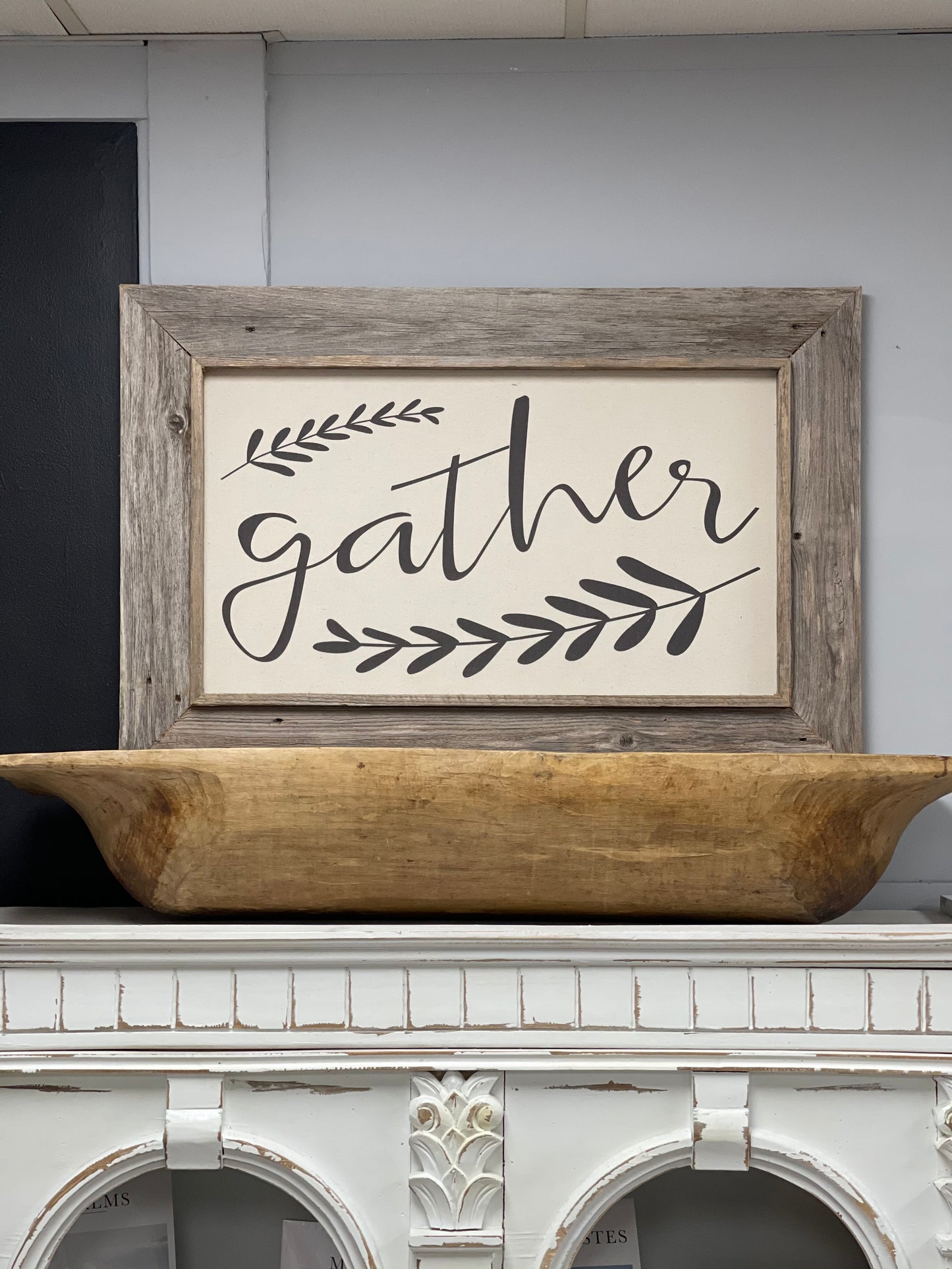 Framed Linen Printed Gather Sign | 24x36