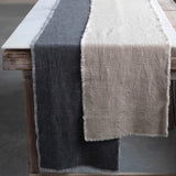 Charcoal Blend Table Runner with Frayed Edges